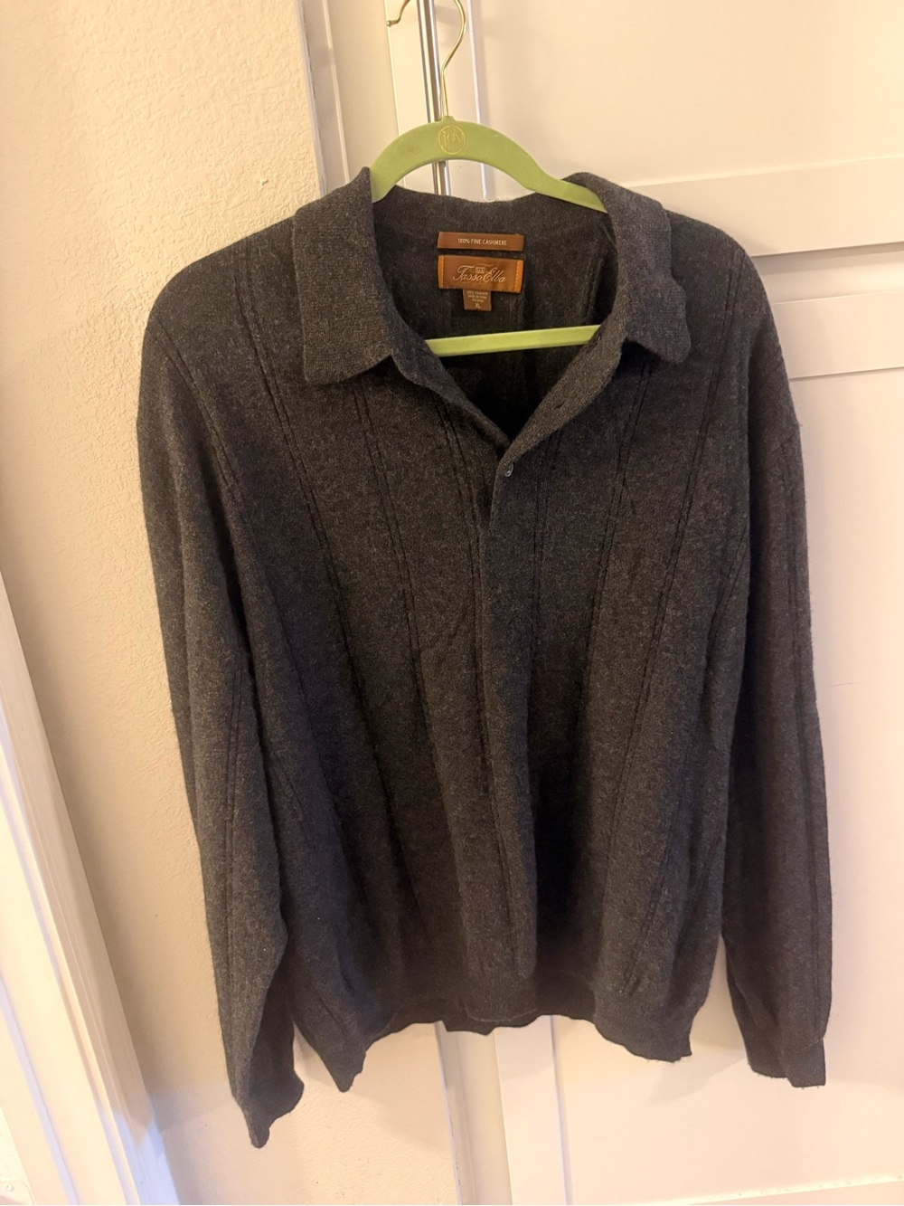 Tasso Elba Men's Charcoal Gray Zip-Up Collared Knit Sweater